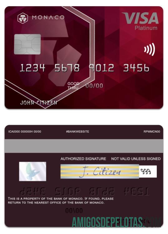 Monaco Bank Of Monaco Visa Platinum Card example